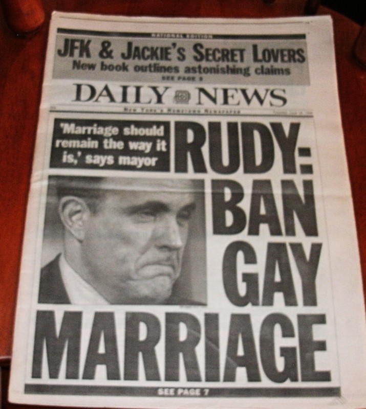 "Ban Gay Marriage," NY Mayor Giuliani Says on 1996 Front Page