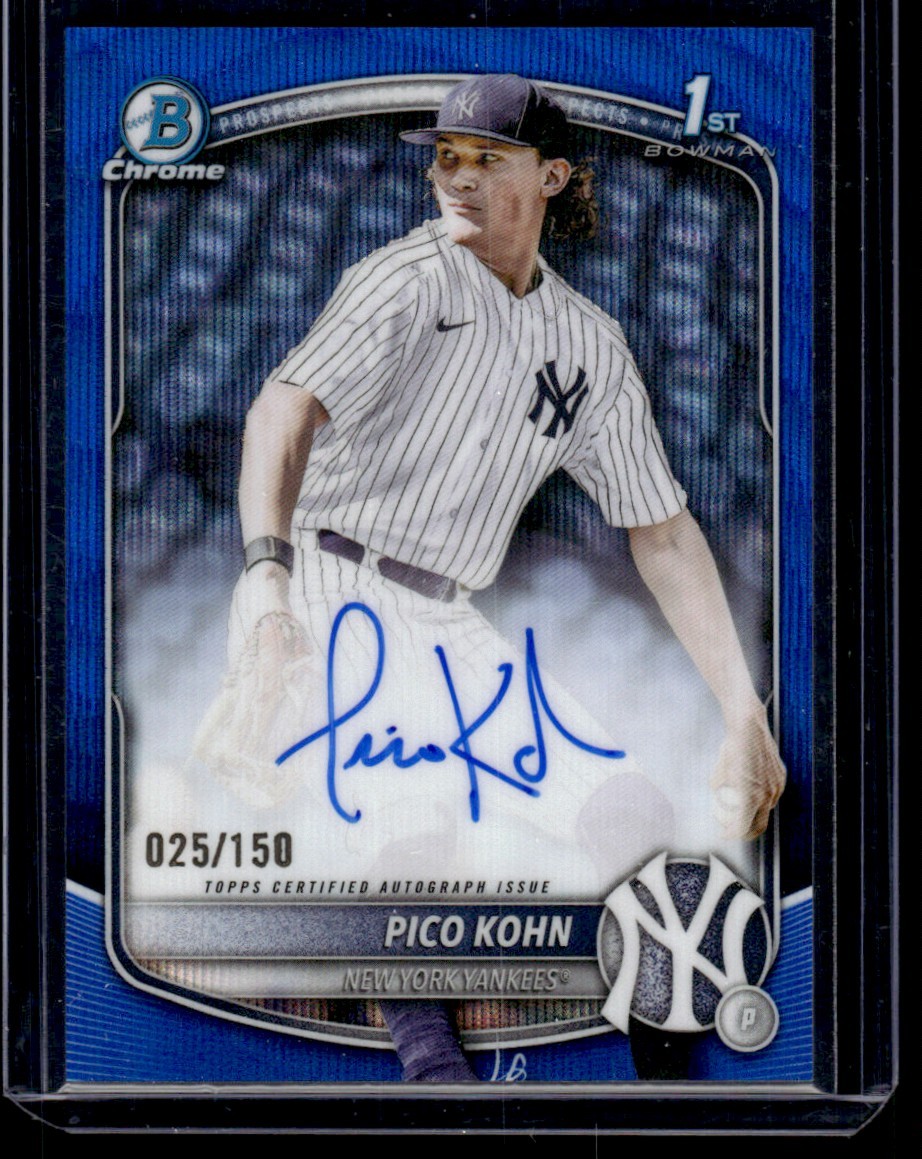 PICO KOHN 2025 BOWMAN DRAFT CHROME #CPA-PKO BLUE WAVE REFRACTOR AUTO 025/150