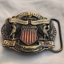 Vintage US Constitution Belt Buckle 200th Anniversary Great American Buckle Co