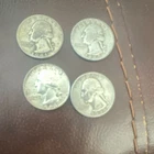 Lot H of 4 Silver Washington Quarters 1941 1945 1964 1964 Circulated US Coins