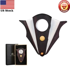 Galiner Portable Cigar Cutter Stainless Steel Double Cut Blade Zebra Wood Gift
