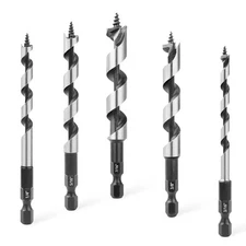 5Pcs/Set 1/4'' Hex Shank 3/16'' - 7/16'' Ship Auger Woodworking Drill Bits Set