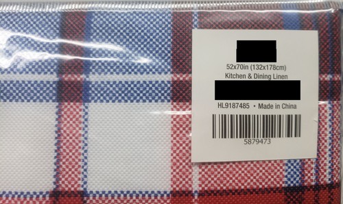 EcoVinyl Peva Kitchen Tablecloth, 52"x70" Oblong, RED, WHITE & BLUE PLAID,Kane - Picture 13 of 14