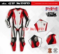 Brand New DUCATI Corse 1 Piece Motorbike Racing Leather Suit CE Approved Armour