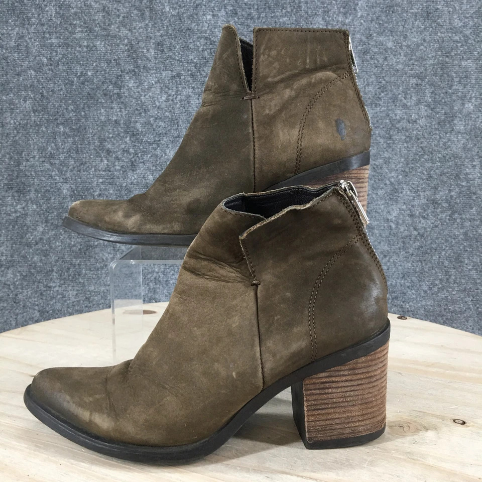 Steve Madden Botas Mujer 7 M Pata Botines Tacones Cremallera Lateral Cuero Verde Foto 2 de 4