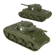 BMC CTS WW2 Sherman M4 Tanks OD GREEN Classic Toy Soldiers Plastic Army Vehicle