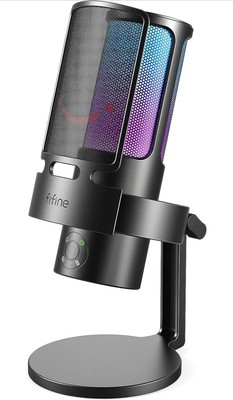 FIFINE Gaming RGB USB Condenser Microphone for PC PS5 Streaming Podcast Videos