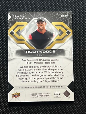 Tiger Woods 2023 Upper Deck Goodwin Champions Black Diamond #D 336