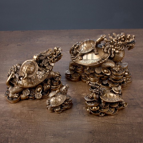 Chinese Feng Shui Dragon Turtle Tortoise Gift Statue Home Office Decor Lucky - Picture 13 of 16