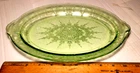 Federal Glass Patrician style  Spoke Green Oval Serving Dish 12" x 8"  Uranium