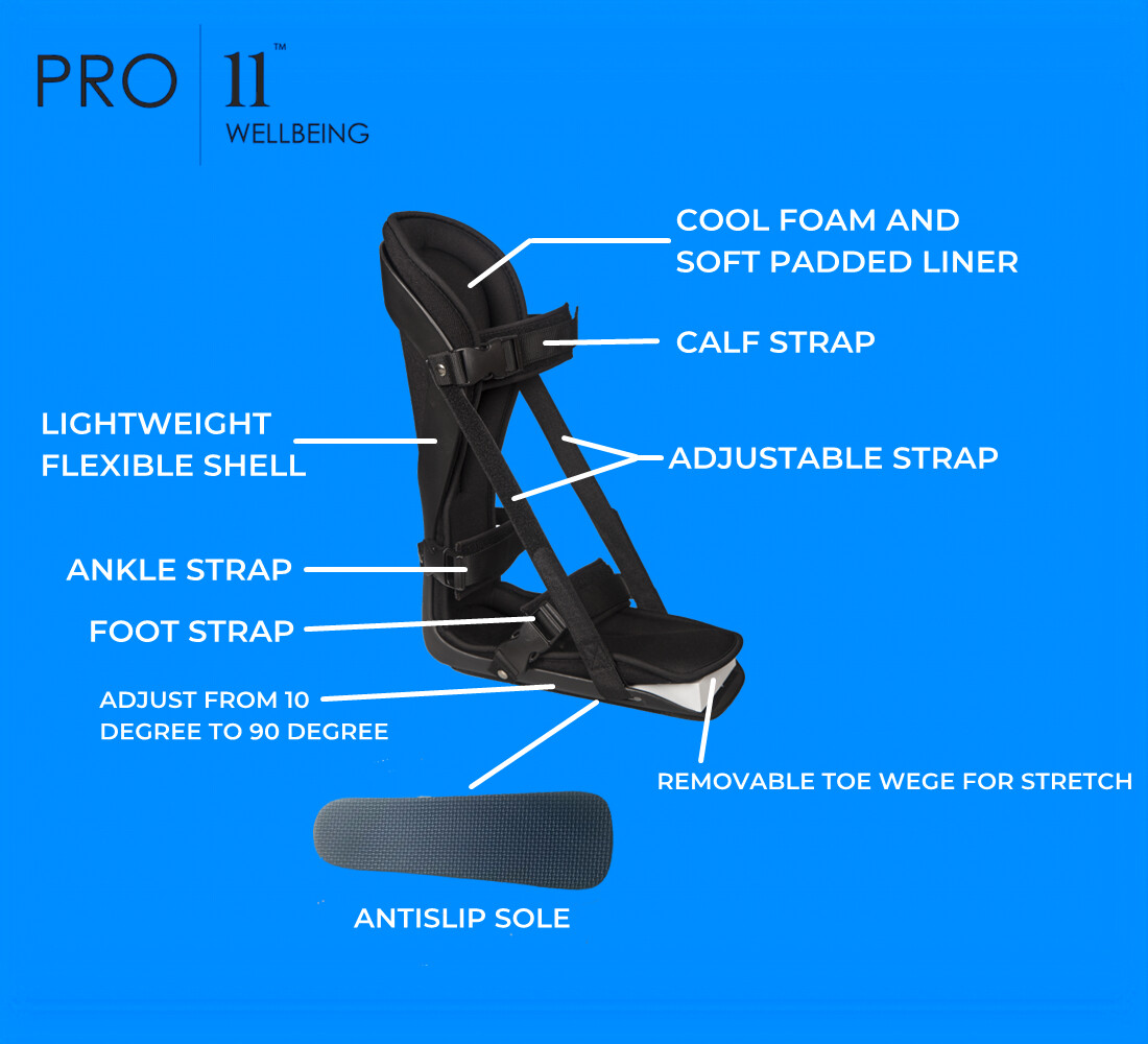PRO 11 WELLBEING black Night Splint treatment for Plantar