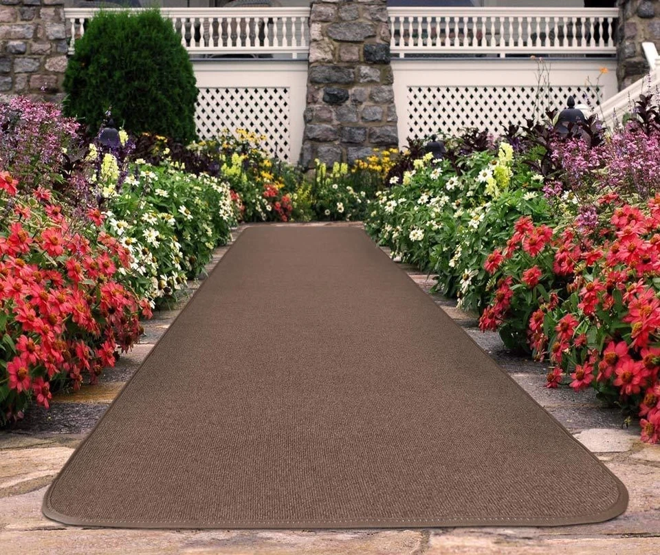 OUTDOOR CARPET RUNNER BROWN patio deck event rug floor mat - Image 3 of 4