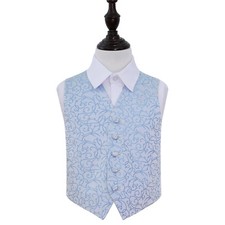 DQT Woven Swirl Patterned Baby Blue Page Boys Wedding Waistcoat 2-14 Years
