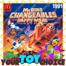 McDonald's 1991 McDINO CHANGEABLES Dinosaur Transformer Food YOUR Toy CHOICE