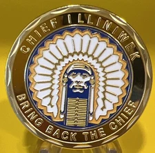 * Fighting Illini Chief Illiniwek University of Illinois Coin Bring Chief Back