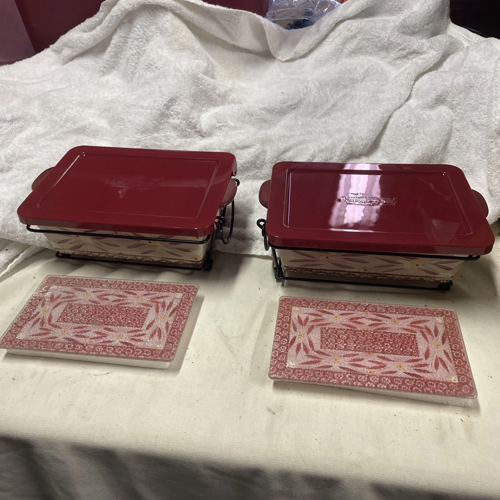2 Temptations Old World Cranberry Meat Loaf Bread Pan Set With Lid 1.5qt