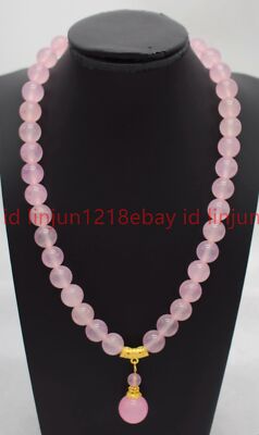 Natürliche schöne 10 mm Rosa Jade Runde Edelstein Perlen Anhänger Halskette 16-32 Zoll