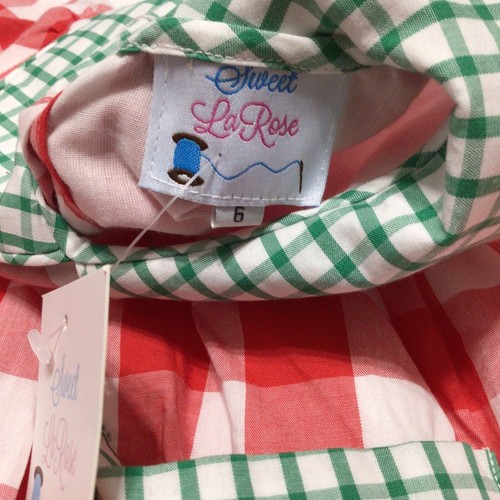 Sweet La Rose Dress Girls Smocked Red Check Embroidered Size 6 ~ MONOGRAMED - Picture 4 of 8