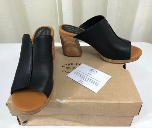 NUEVA Sandalia Kork-Ease Harlin Slide Punto Central Cuero Tacón Bloque EE. UU. 11 Negra - Imagen 7 de 24