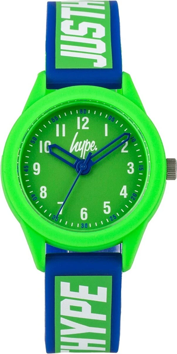 Hype Kids Watch with Green Dial and Blue Silicone Strap HYK021N