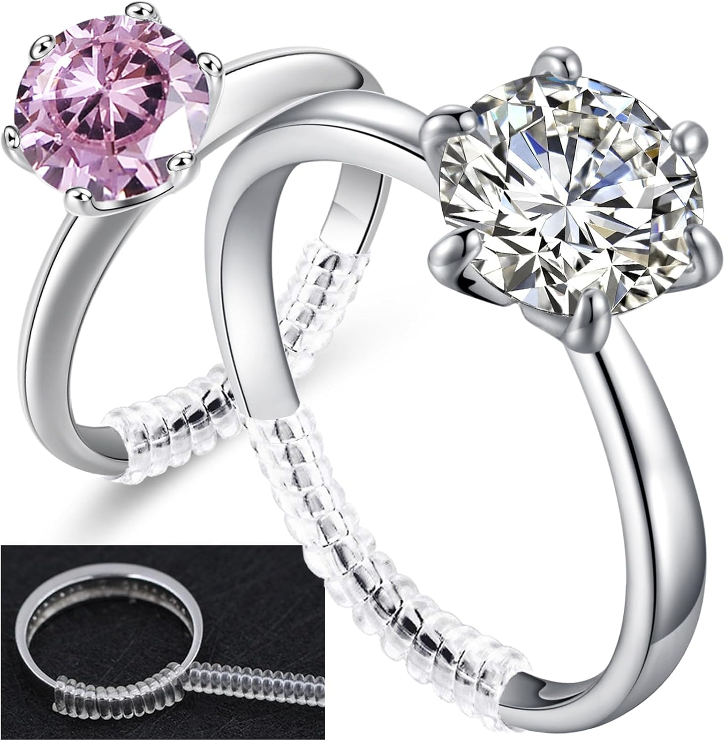 12-Pack Invisible Silicone Ring Size Adjusters - 4 Sizes for Resizing & Guarding-image