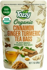 Organic Turmeric, Ginger & Cinnamon - 100 Tea Bags | Plant-Based Pyramid Tea Bag