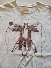The Big Lebowski Vitruvian  Beige Short Sleeve Shirt Size Large Bridges Da Vinci