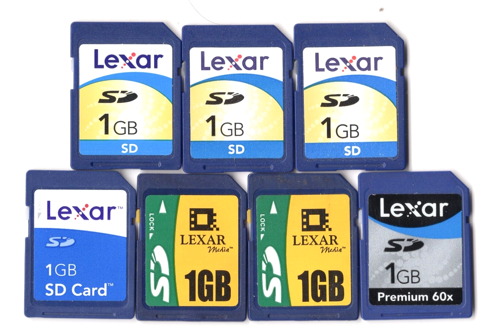 Lot Of 7x Lexar 1GB SD Camera Memory Cards