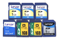 Lot Of 7x Lexar 1GB SD Camera Memory Cards