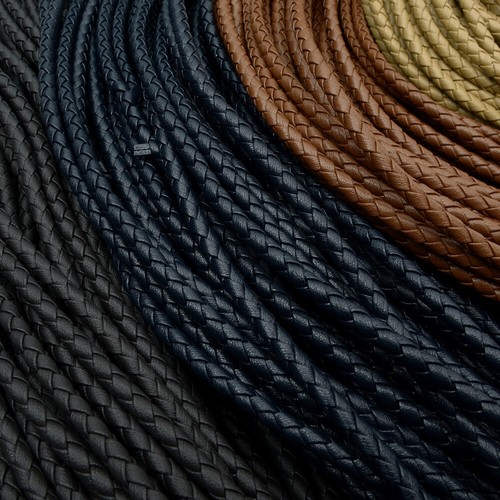 PU twisted Mesh cord 5mm(0.2inch) Genuine leather, braided leather cord - Picture 2 of 5