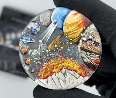 2022 $5 Tuvalu Planets of the solar system 5oz silver antiqued coin