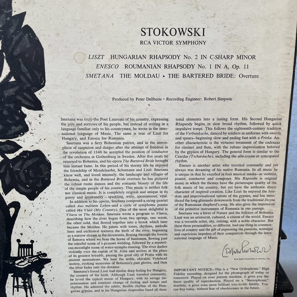 Stokowski Rhapsodies (LP, 1961, RCA Red Seal LM-2471 Mono) Liszt, Enesco, Tested - Image 4 of 4
