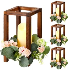 12 Pcs Wooden Lantern Centerpieces for Wedding Rustic Wedding Table Decorations