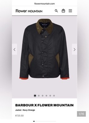 NWT BARBOUR X FLOWER MOUNTAIN Jacket - Navy-Orange Size Woman's XS