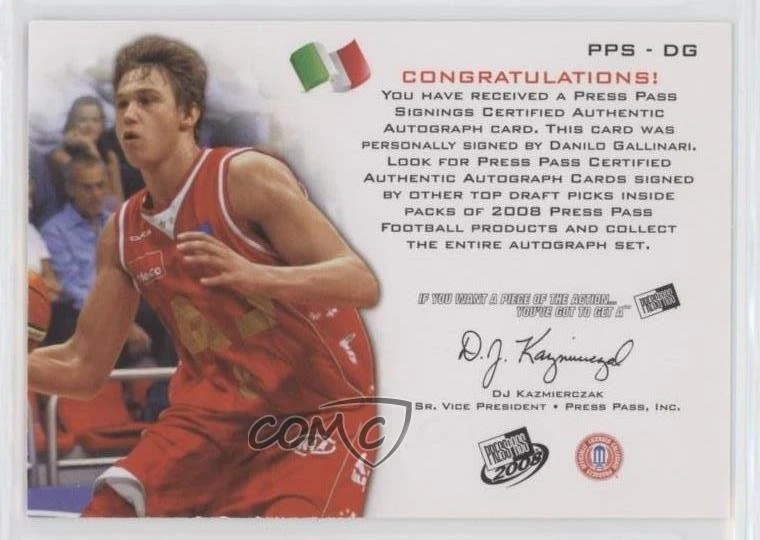 Press Pass Signings Bronze Inscriptions Danilo Gallinari Rookie Auto RC 2008 Foto 2 de 2
