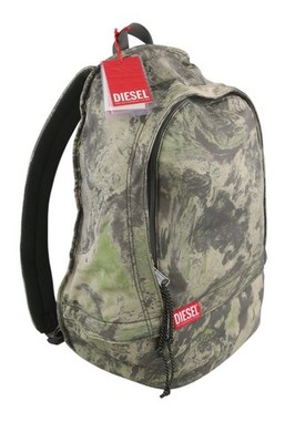 Diesel Rabe Men's Backpack One Size Pattern Logo Zipper All-Weather Bag RRP210