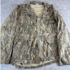 VTG 90s Smokey Military Jacket Mens Large Green Camo Real Tree Hunting Utility