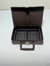 Vintage Faux Leather Cassette Tape Carrying Case Holds 12 Tapes Retro Storage