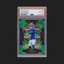 Jaxson Dart Rookie GEM MT 10  3/5!! Panini Select Concourse Green Prizm Giants