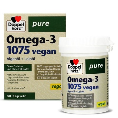 DOPPELHERZ Omega-3 1075 vegan pure Kapseln, 80 St PZN 17261503