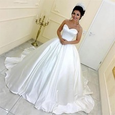 Sweetheart Satin BallGown WeddingDress Vestido De Noiva Sexy Off-Shoulder Simple