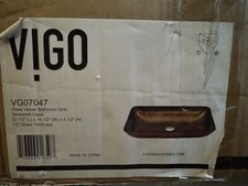 Vigo VG07047 Donatello 22-1/2" Rectangular Glass Bathroom Vessel Sink Russet