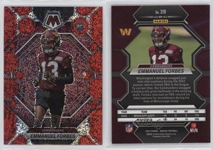 2023 Panini Mosaic Rookies Red Sparkle Prizm Emmanuel Forbes #319 Rookie RC