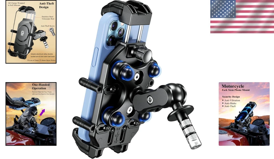 Secure Vibration Dampened Phone Mount for Motorcycles - Fits 5.4 to 7.2' Phones - Image 2 of 4