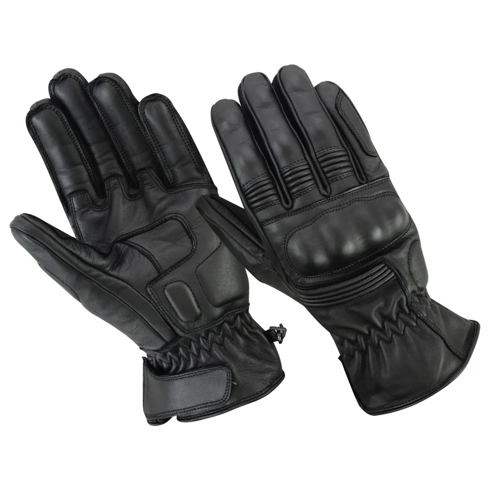 Guantes de moto de cuero vintage para hombre guantes de calle Cruiser acolchados en gel Foto 3 de 4