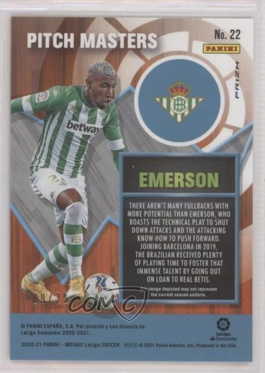 2020 Mosaic La Liga Pitch Masters Fluorescent Orange Prizm /25 Emerson Royal #22 - Image 2 of 2