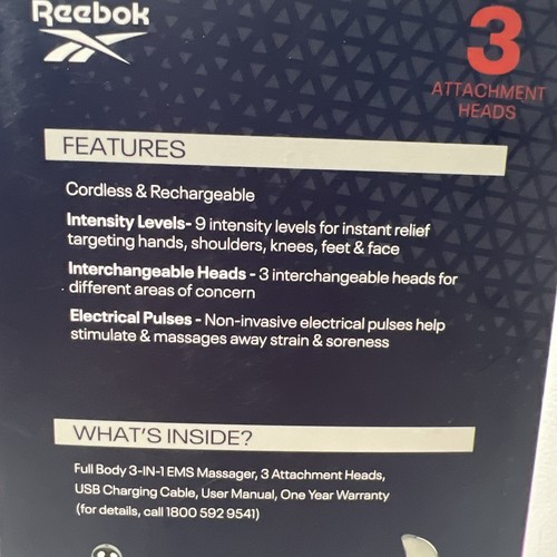 MASAJEADOR EMS 3 EN 1 CUERPO COMPLETO REEBOK - Alivio rápido del dolor - Pulsos eléctricos NUEVO - Imagen 6 de 7