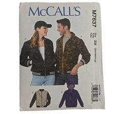 McCalls M7637 XM Men or Women's Lined Bomber Jacket Pattern Sizes Small-LG  New