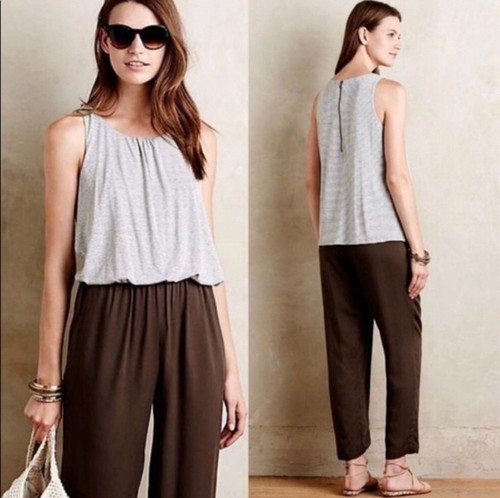 Mono Anthropologie Elevenses Priya Gris Verde Oliva Para Mujer Talla Mediana M - Imagen 10 de 10
