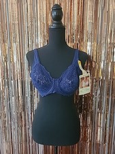 VTG Maidenform Cotton Couture Bra Blue 36C New Old Stock Underwire Floral